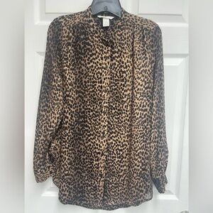 H&M Animal Print Blouse - Black and Tan sz 2